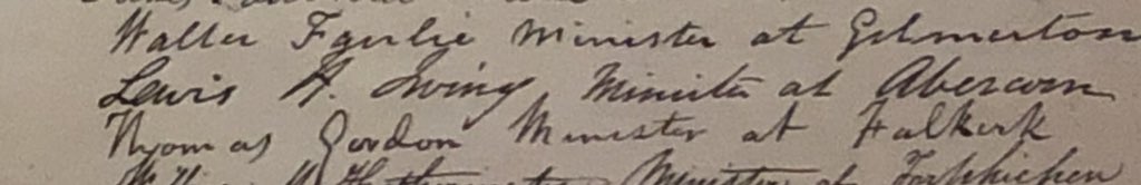 8. Lewis Irving’s signature on the Deed of Demission at the National Museum of Scotland. The Deed formally split the Scottish Kirk apart like a pistachio shell. Irving talks about the split in his letters, mostly to say that he has no idea what’s going on.
