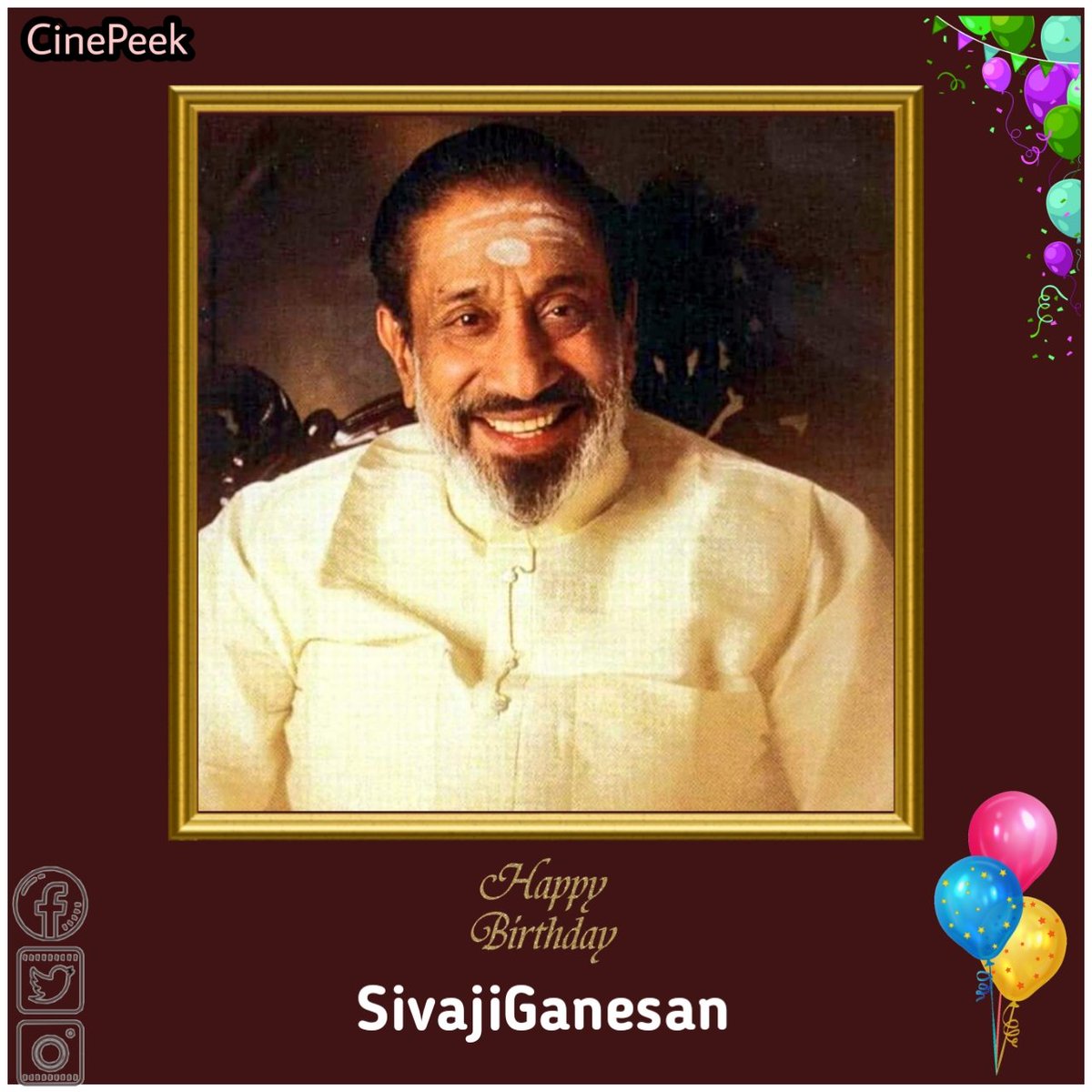 #CinePeek Team Wishing a Happy Birthday To The Legendary Actor #SivajiGanesan Sir 🎂 💐

#HBDSivajiGanesan #HappyBirthdaySivajiGanesan @iamVikramPrabhu @CinePeek
