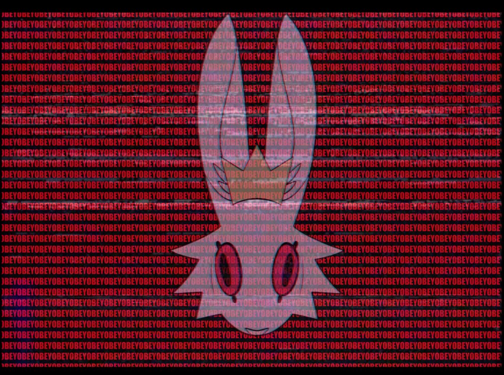 After that scene, the rabbit deity appears for a split second again with the word "OBEY" repeated over and over again as we've seen in other found footage. Though his hand gesture and known symbol do not appear to be present. (5/10)