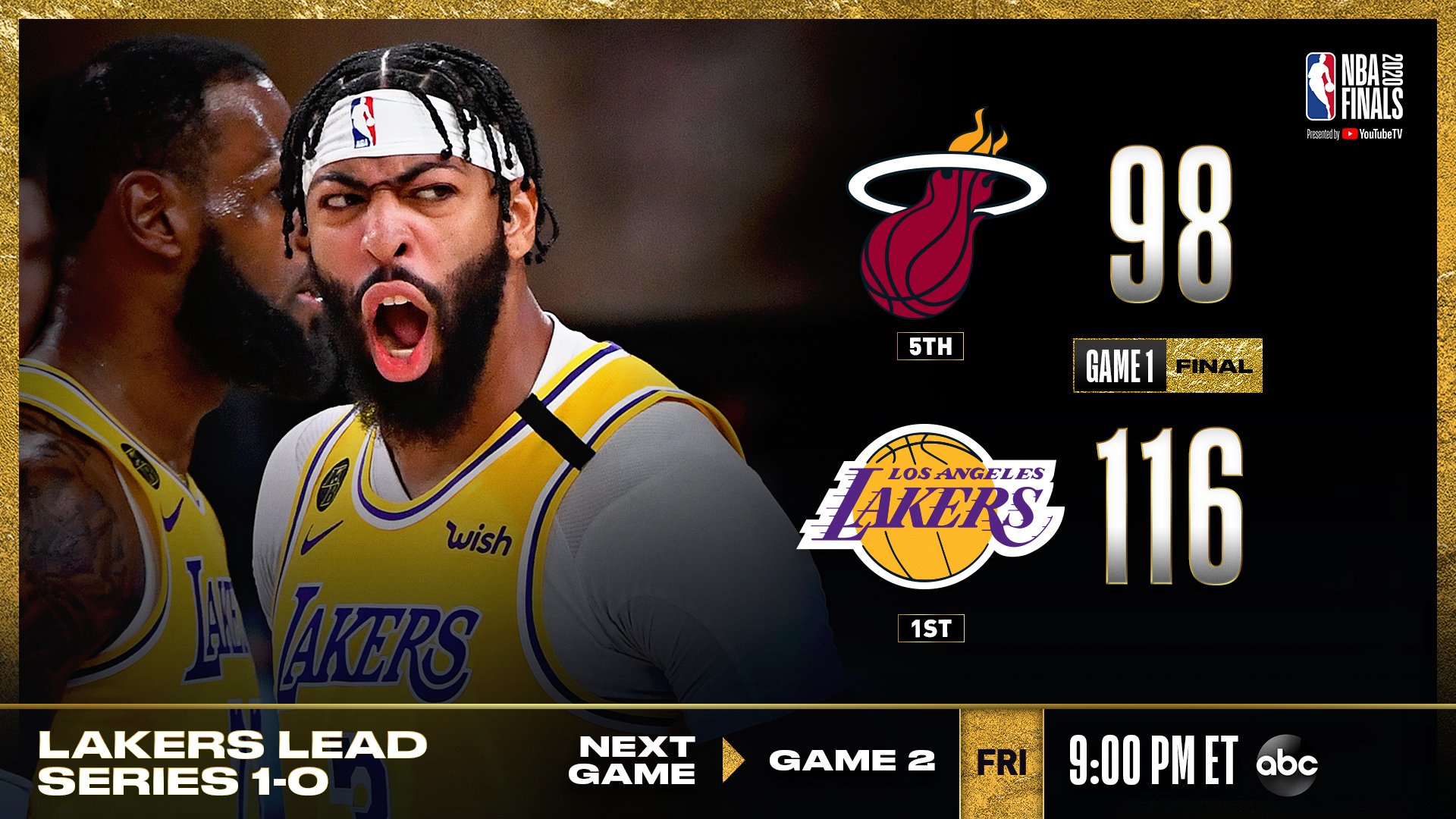 Game 1 on sale nba finals 2020