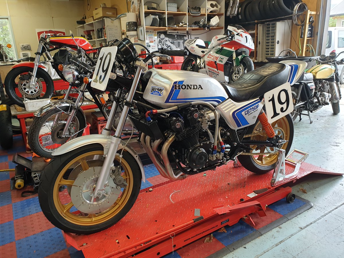 A line up of AMA hero bikes - 80 GS1000, 81 GS100, 81 Z1000 EL and Freddies CB900