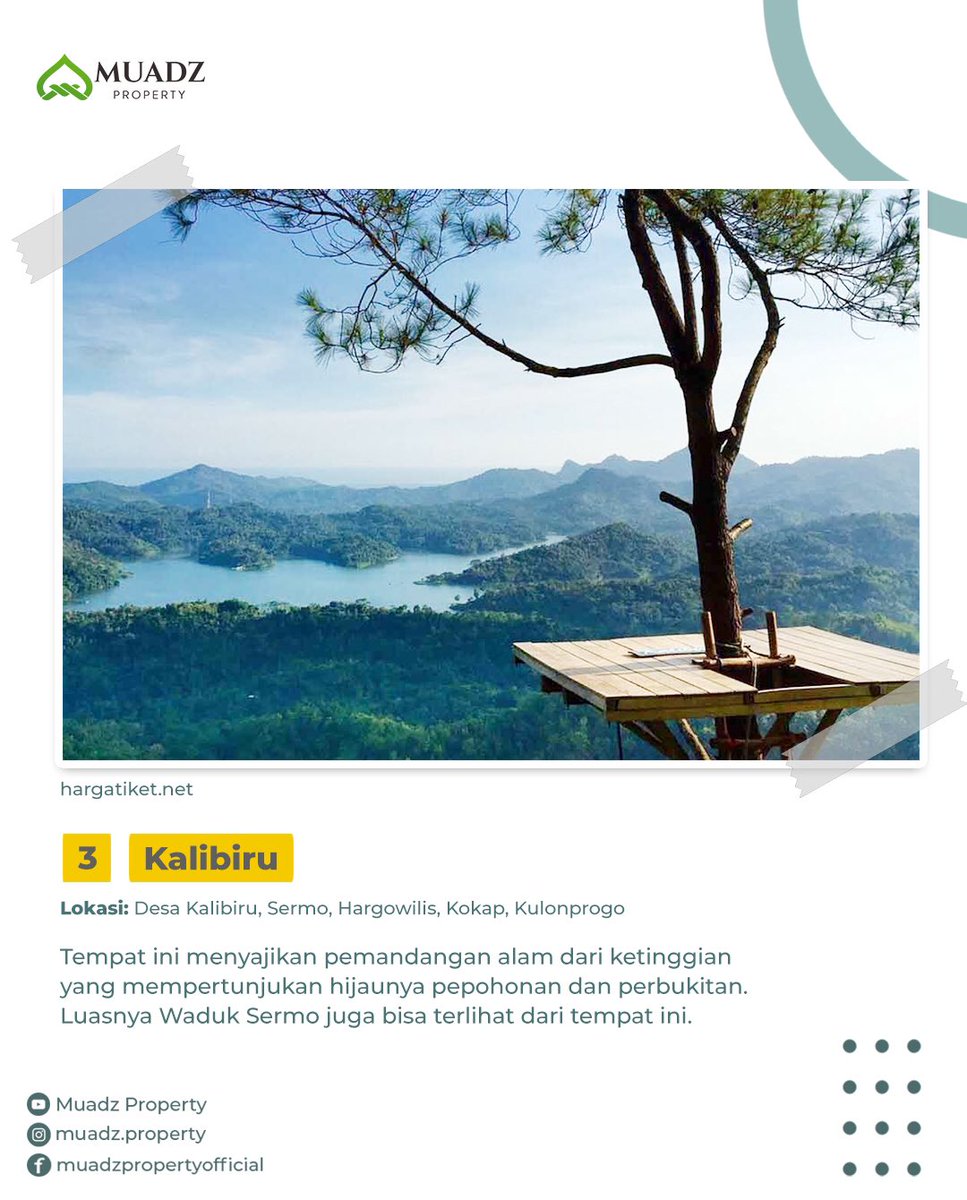 MuadzProperty's tweet image. Yang ketiga yaitu Wisata kalibiru. Jika kamu ingin melihat keindahan alam dari ketinggian 450 mdpl, kalibiru mungkin bisa menjadi alternatif utama. Terletak ditengah hutan, wisata alam kalibiru menjadi list utama untuk &apos;sweet escape&apos;
#kulonprogo #visitkulonprogo