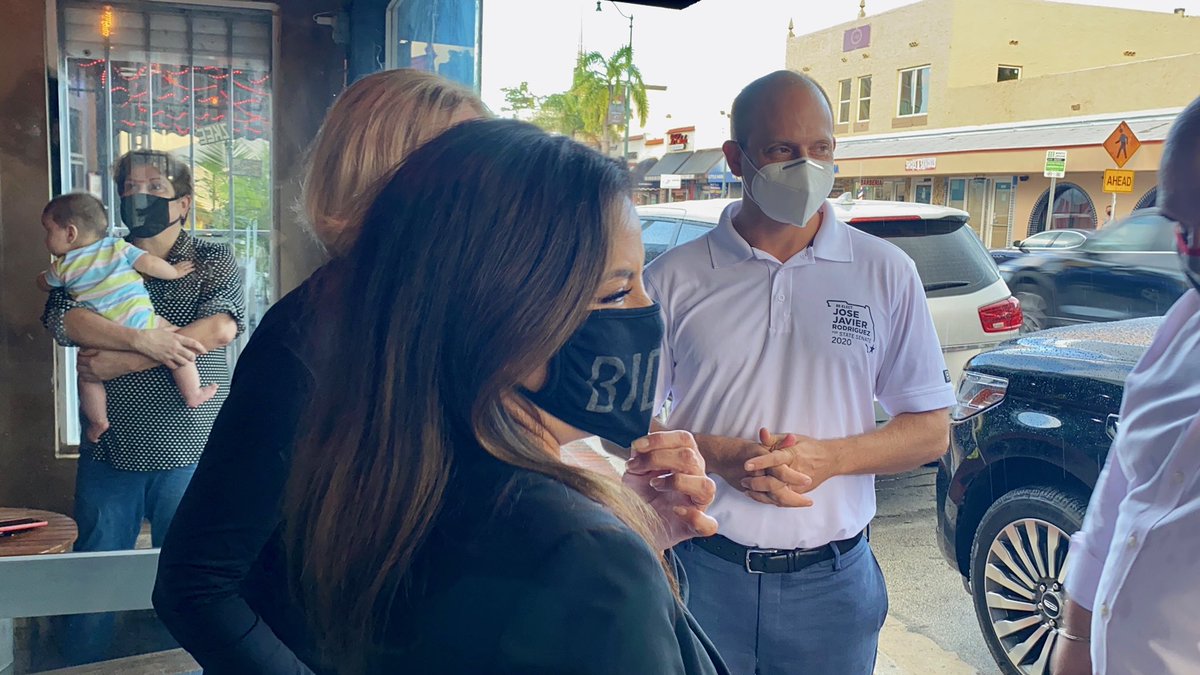 JoseJavierJJR's tweet photo. #TeamJoe was at @uBs4Life in Little Havana today discussing the economic recovery for small businesses impacted by COVID-19.

Thank you @EvaLongoria @ananavarro for joining @CommishEileen and I in #District37 in support of our next president @JoeBiden. https://t.co/eEuLDTRuNA