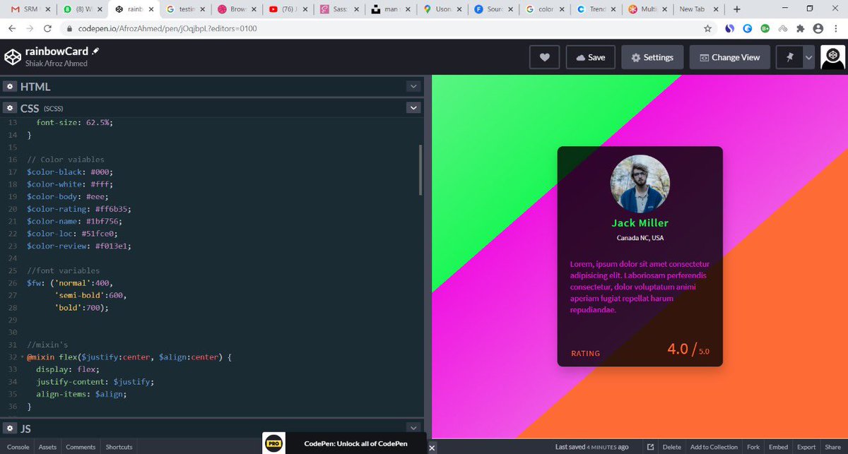 Afroz_Ahmed_'s tweet image. Playing with sass #scss #codepen #codingtwitter