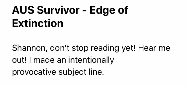 ShannonGaitz's tweet photo. Loving my inbox right now, keep those great submissions coming for the #RHAP #SurvivorAU Think Tank! #Survivor #EndEdgeOfExtinction https://t.co/qNYe8Sys7W
