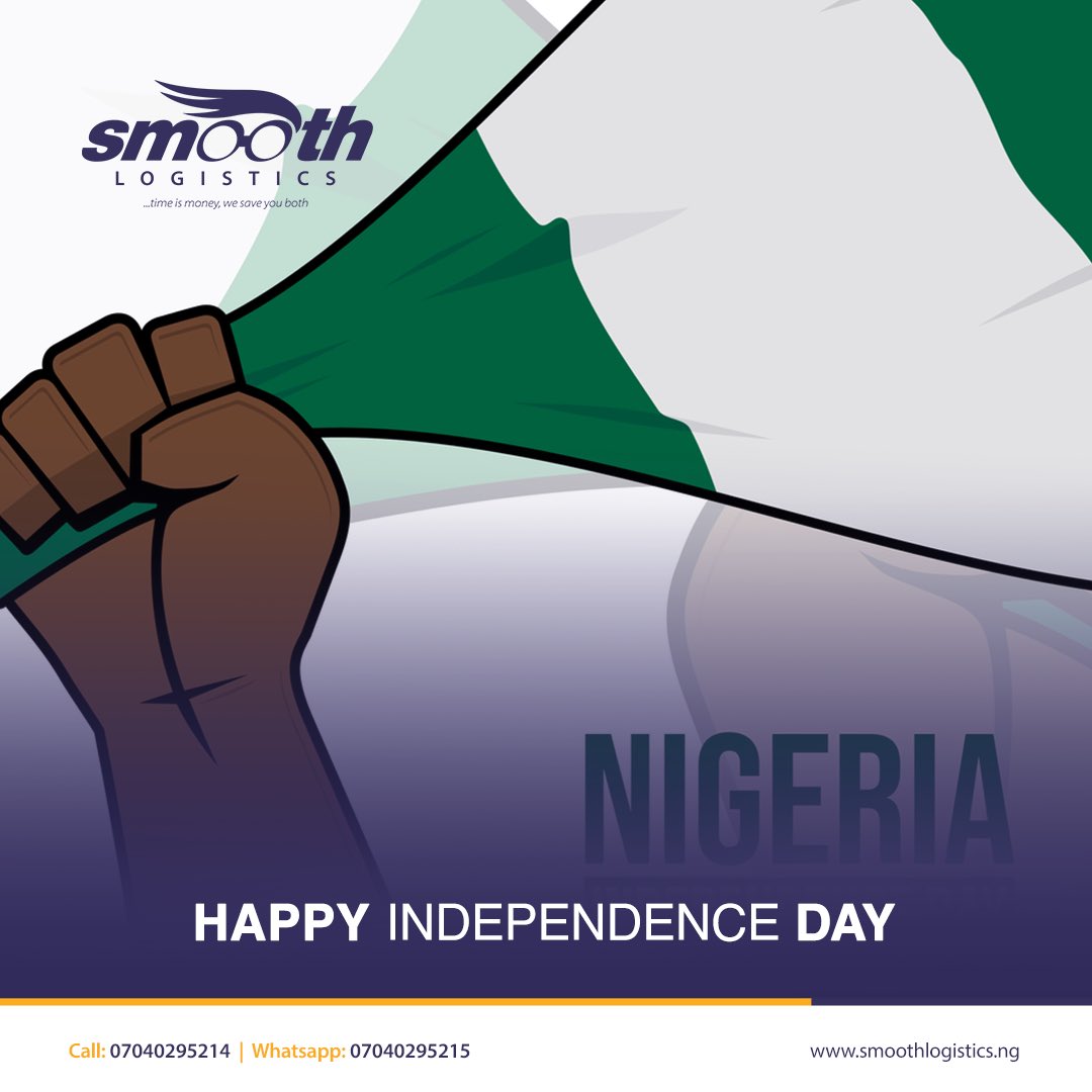 SmoothLogistics's tweet photo. Hopeful. Persistent. Steadfast. Believe. Resilient.

Happy Independence Day from all of us at Smooth Logistics.

#NigeriaAt60 #nigerianindependenceday #NigeriaIndependence #SmoothLogistics https://t.co/muwzurovQy