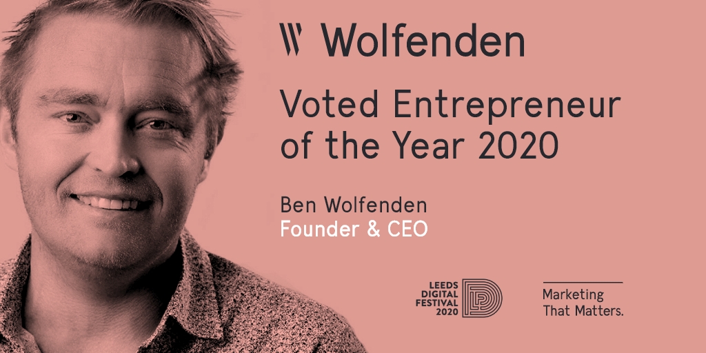WolfendenAgency's tweet photo. We did it! We've just been voted Digital Agency of the Year &amp; our founder named Entrepreneur of the Year at the @LeedsDigiFest awards 2020! 🎉🏆 thank you to everyone who voted for us 🙏 https://t.co/n0gC5Ucoph https://t.co/RlXv3GBzvj