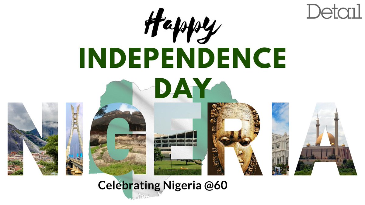 DETAILnigeria's tweet photo. Happy 60th Independence Day Nigeria, from all of us at DETAIL.
#NigeriaAt60 
#HappyIndependenceDay 
#HappyIndependence https://t.co/6uvUp5QG73