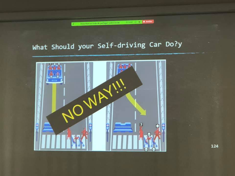 Albrecht Schmidt (@albrechtschmidt) on Twitter photo <a href="/PhilPalanque/">Philippe Palanque</a> questions the trolley problem in driving: “if you ask this question during development you must not deploy the car! We do not discuss where a plane should crash (city vs forest) - we design planes that do not crash within the design specification” <a href="/AVIconf2020/">AVIconference2020</a> <a href="/PhilPalanque/">Philippe Palanque</a> questions the trolley problem in driving: “if you ask this question during development you must not deploy the car! We do not discuss where a plane should crash (city vs forest) - we design planes that do not crash within the design specification” <a href="/AVIconf2020/">AVIconference2020</a>