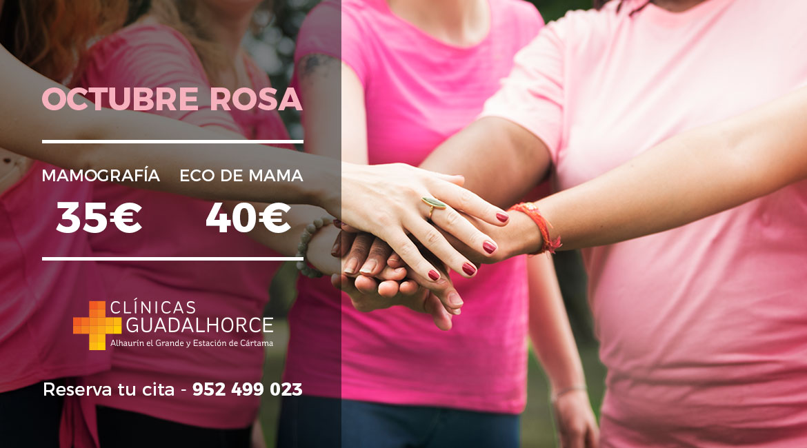 📢 Damos la bienvenida a #Octubre con descuentos de más del -50% en pruebas diagnósticas para prevenir el #CáncerdeMama 🎀

💟 #Mamografía 👉 35€ (precio habitual: 80€)⁣⁣
💟 #EcografíadeMama 👉 40€ (precio habitual: 60€)⁣⁣

+Info: clinicasguadalhorce.com/prenvencion-de…

#SúmatealRosa