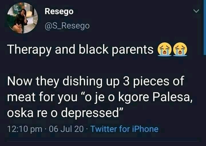 Therapy and black parents don't mix.