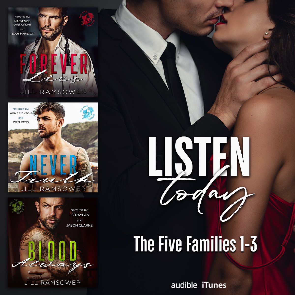 nevius_jennifer's tweet photo. Listen to all three today!
#NewAudioRelease #AudioListeners
The Five Families, Books 1-3 on Audio by @JRamsower
#ForeverLies US: https://t.co/WziBHQI94C
#NeverTruth US: https://t.co/FMKJui479l
#BloodAlways US: https://t.co/19ZmUzH7cW
#HostedBy @TheNextStepPR https://t.co/wEoxhJdVyY