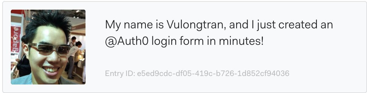 vulongtran's tweet photo. Not too bad. Just tested a quick demo setup challenge using #Auth0 and it seems to be working okay. Pretty cool. #BHASIA #Auth0LoginChallenge #SSO https://t.co/LmV7ChPYRX