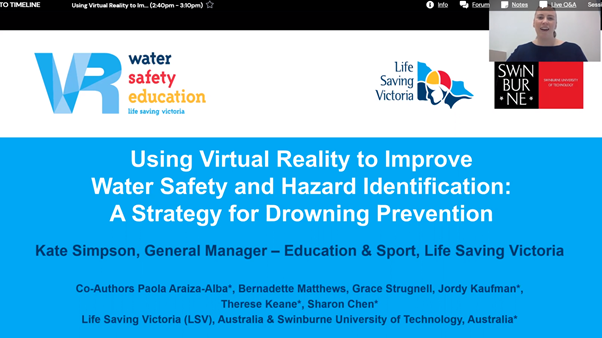 ANZDMC's tweet photo. Last online presentation before the afternoon break was from Ms Kate Simpson from Life Life Saving Victoriaon how to Improve Water Safety and Hazard Identification: A Strategy for Drowning Prevention #DEMC #ANZDMC https://t.co/pNewVBLdb5