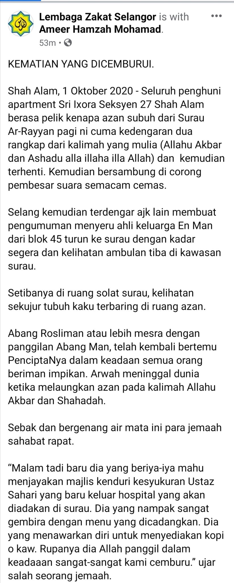 Khairul Azri در توییتر Ya Sebuah Kematian Yang Dicemburui