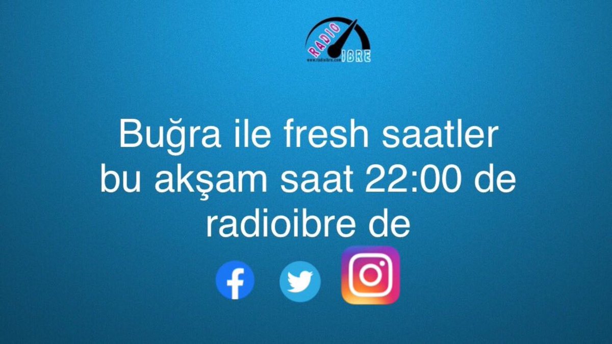 IbreRadio's tweet photo. Bu akşam buğra ile fresh saatler saat 22:00’de sizlerle olacak 
Sitemizden ve android uygulamamızdan radyomuzu dinleye bilir,hemde şarkı isteğinde buluna bilirsiniz.
https://t.co/MIfALtXdwN https://t.co/J3PliaLIh0