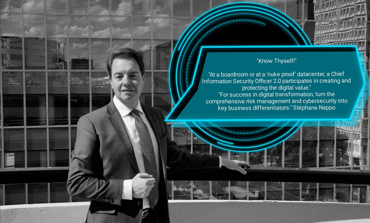 TopCyberNews's tweet image. 🌏 Leaders Among Us!
🇫🇷 Stéphane Nappo, @StephaneNappo
⚡ "Know Thyself!"
#Cybersecurity #CybersecurityAwarenessMonth
"At a boardroom or at a 'nuke proof' datacenter, a Chief Information Security Officer 2.0 participates in creating and protecting the digital value." #quote