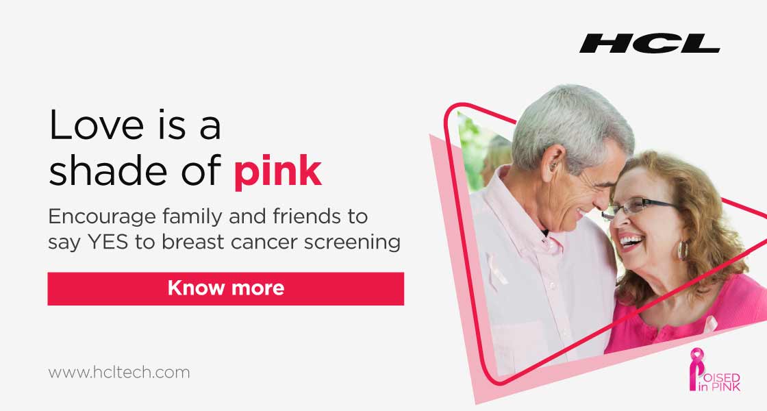 hcltech's tweet image. We encourage you to embrace more health screenings and emphasize wellness and health consciousness. Know more about the #PoisedinPink breast cancer awareness campaign in partnership with Estee Lauder: bit.ly/3cDWBlt #PoisedInPink #TechInPink2020