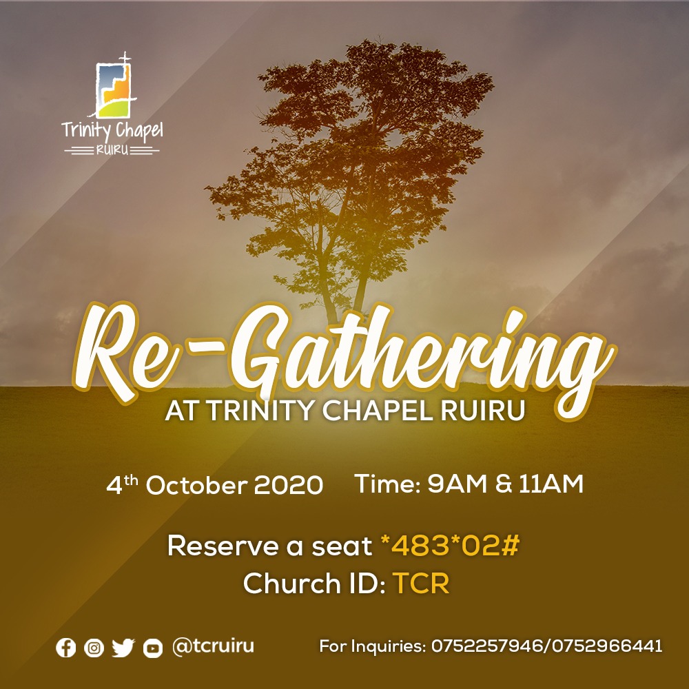 tcruiru's tweet photo. We are re-gathering.
βοΈππ½πΌππ½βοΈ
Join us this Sunday as we resume in-person fellowship for our Main services .
We will have both services as usual from 9am and 11 am.
To reserve a seat, register on *483*02#
Church ID: TCR
#GrowingDeep
#ReachingWide
#CongregationalFellowship https://t.co/JAHii8u4eQ