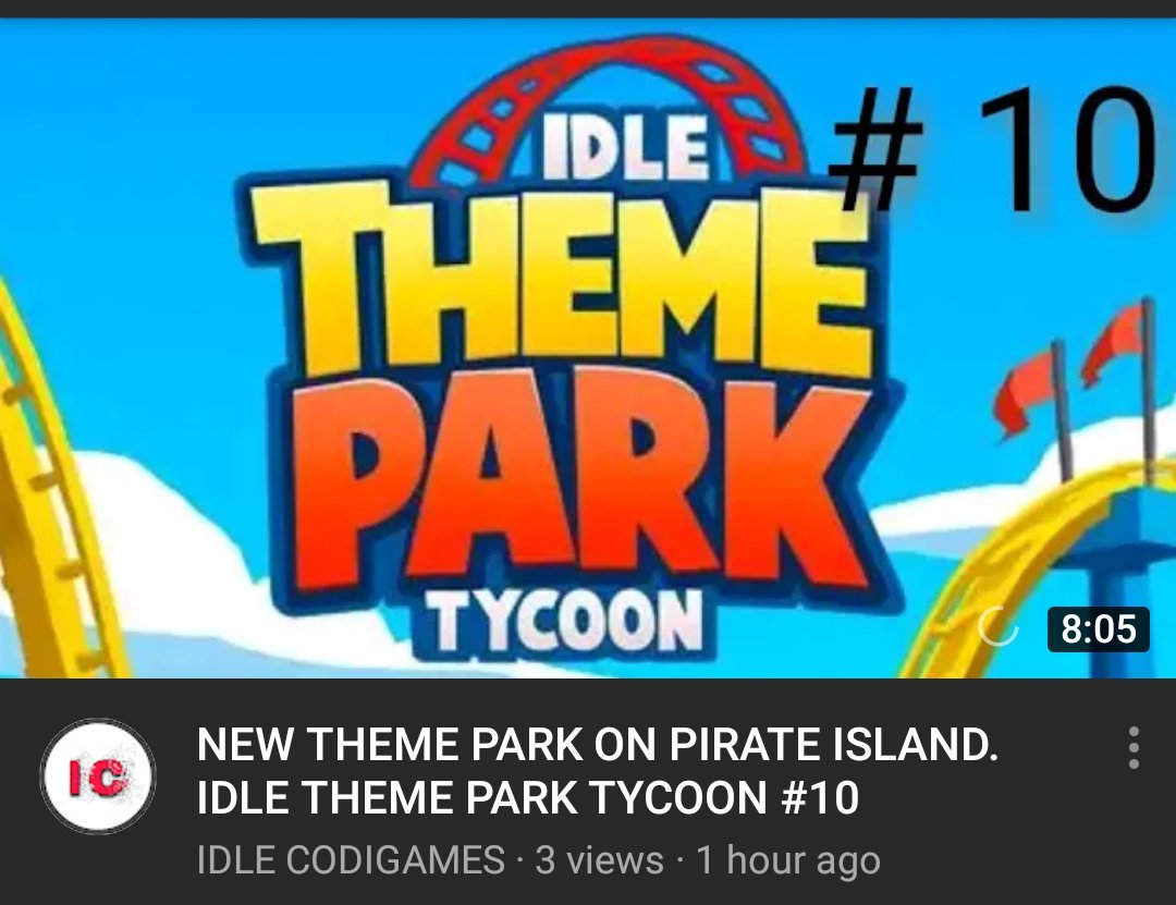 VNR392's tweet photo. New Idle Theme Park Tycoon video is out. I opened new Theme Park on Pirate Island. You can watch it on IDLE CODIGAMES YouTube channel.
Follow @IdleCodigames for more related updates.
#YouTube #Codigames #MobileGame #indiegame #IdleThemeParkTycoon https://t.co/pSmLoijW2g