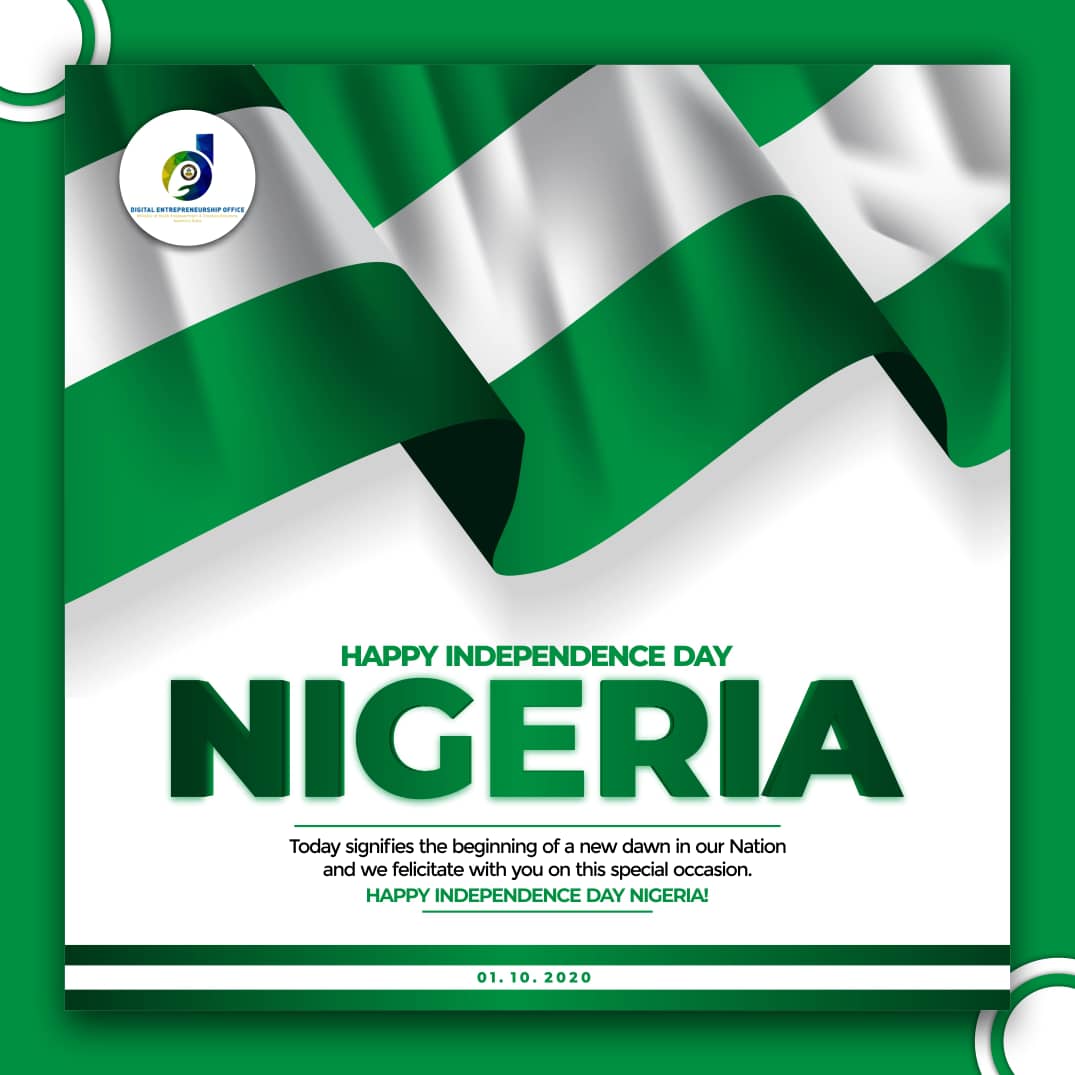 deoanambra's tweet photo. Happy Independence Day Anniversary!
Today signifies the beginning of a new dawn in our Nation... And we felicitate with you at this special occasion!
Bonne Anniversaire!
#DigitalEntrepreneurship
#DEO
#DEOAnambra
#Happy
#iIndependenceDay
#NigeriaAt60 https://t.co/H7ApjnoiXO