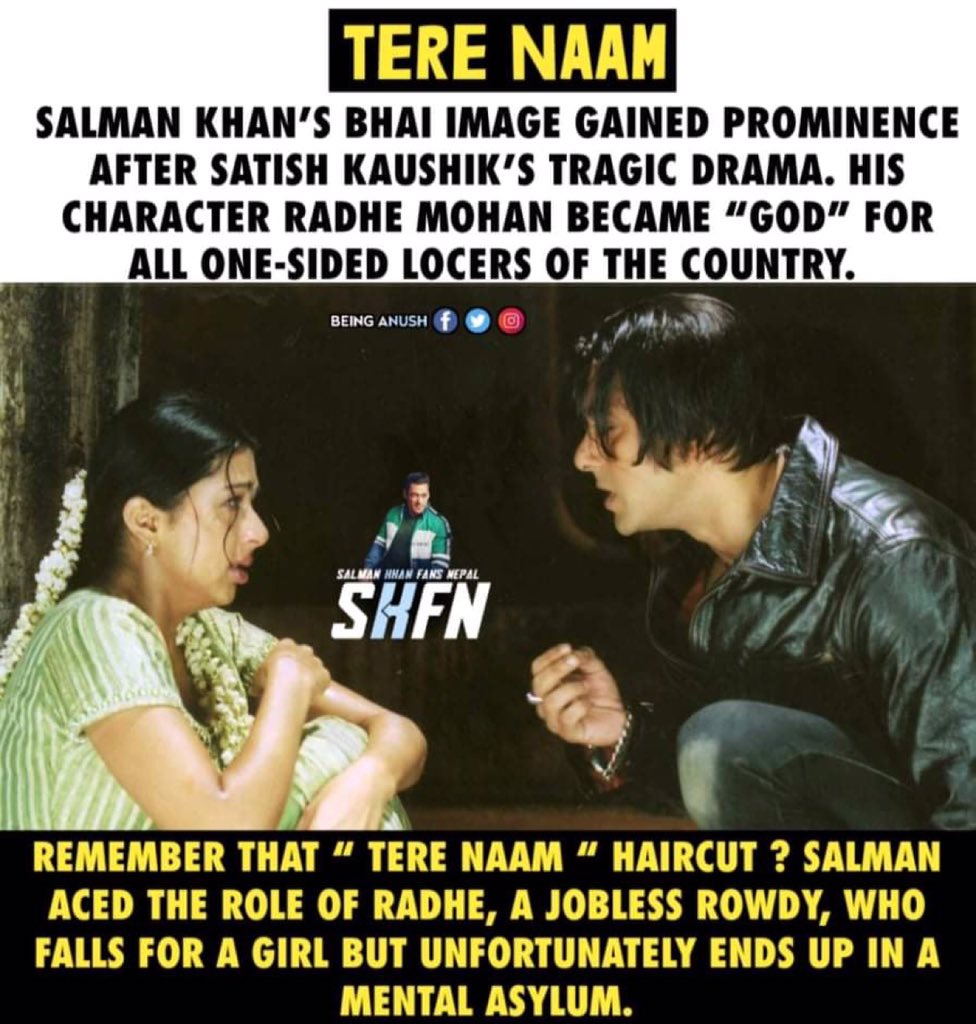 Film :- Tere NaamRelease Date :- 15 August, 2003Verdict :- SEMIHIT @BeingSalmanKhan as Rajbir “ Radhe “ Mohan.EVERYONE’s FAVOURITE RADHE MOHAN 