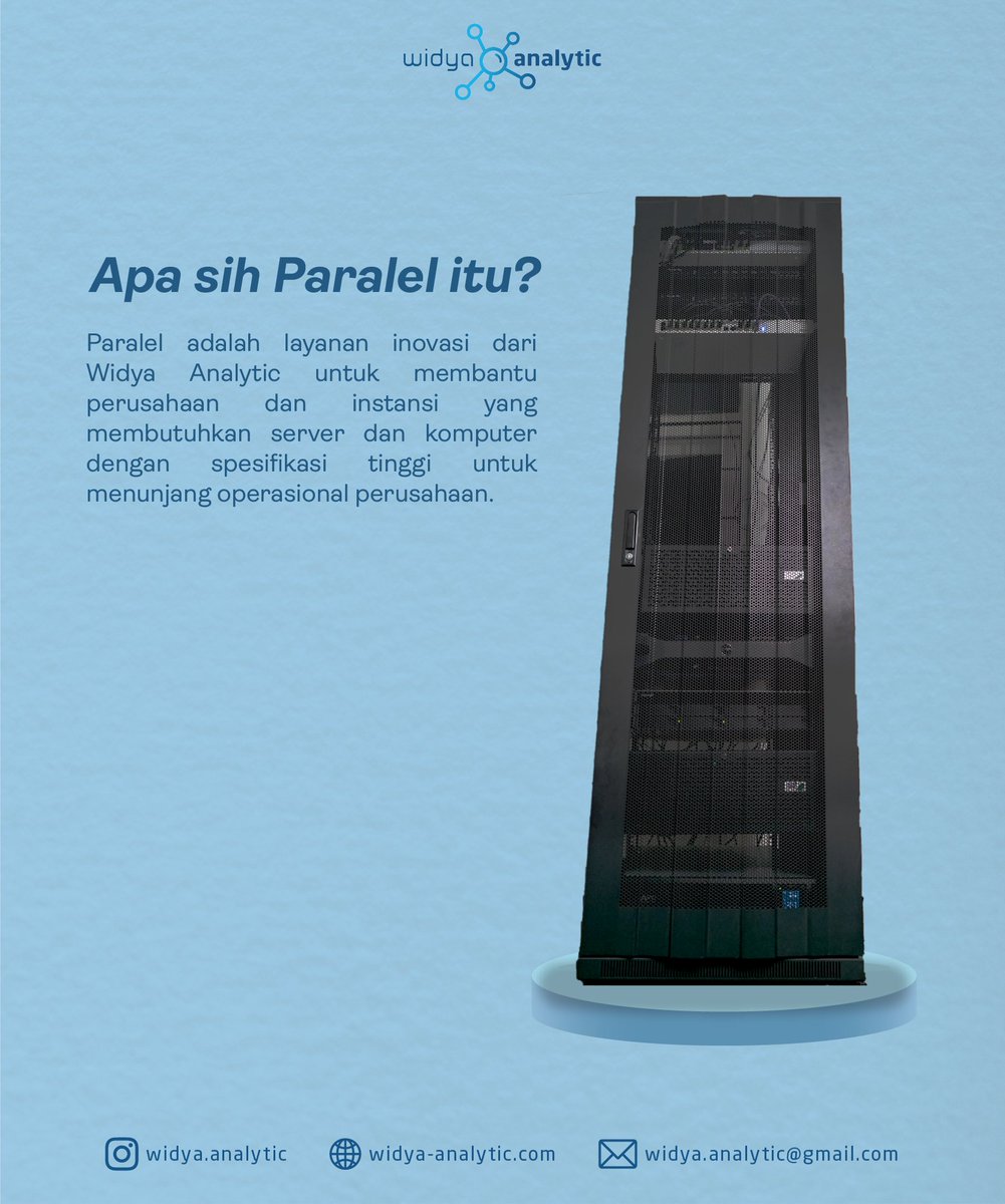 widya_analytic's tweet photo. [KENALAN YUK SAMA PARALEL!]
Paralel merupakan produk inovasi dari Widya Analytic yang dapat mendukung perusahaan dan instansi memenuhi kebutuhan keamanan dan komputasi data besar (server). 

#bigdata #technology #dataforgood #startup #artificialintelligence #datacenter #database https://t.co/eZtdBED5dc
