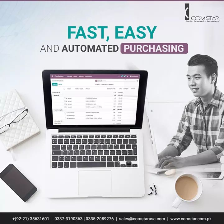 infosyscomstar's tweet image. From purchasing tenders to requesting quotations and managing orders and invoices, Odoo Purchase keeps track of all.

#odoopurchaseworkflow #odoopurchaseapproval #odoopurchaseorder #odooappsstore

sales@comstarusa.com
0337-3190363 | 0335-2089276