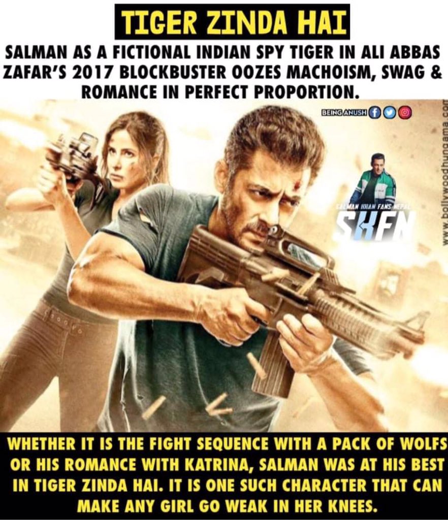 Film :- Tiger Zinda HaiRelease Date :- 22 December, 2017Verdict :- BLOCKBUSTER  @BeingSalmanKhan as Avinash Singh Rathore “ Tiger “ .