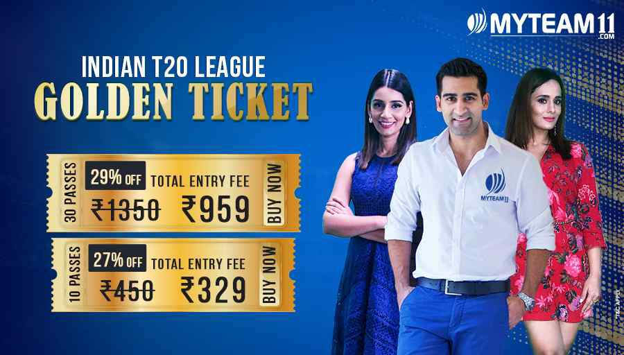 I have got my Golden Ticket at Huge discount from MyTeam11.com, have you got yours? Don't miss your Golden Ticket, Grab now &amp; Win Big. #IndiaKiApniFantasyApp #MyTeam11