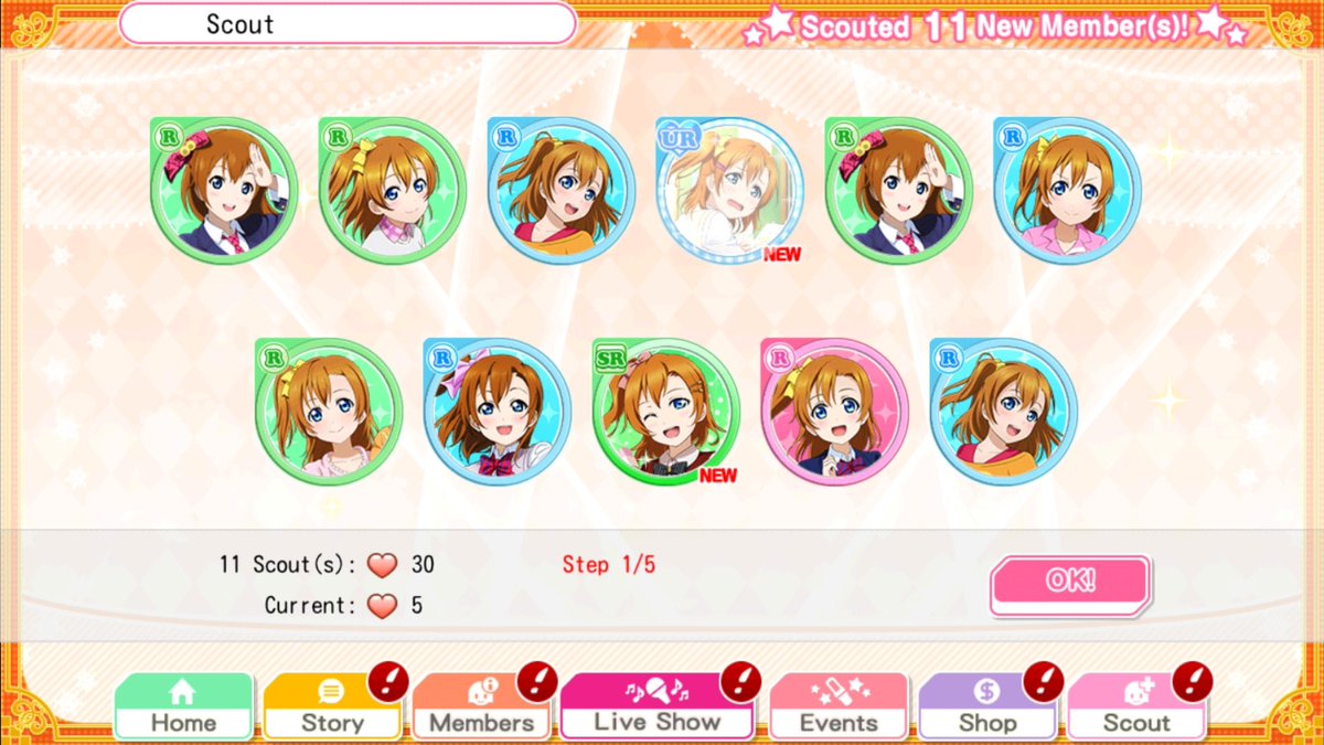 honoka birthday scout! (i didn't have enough to scout more because her and chika's birthday is literally 2 days away i'm not a p2p player lmao)