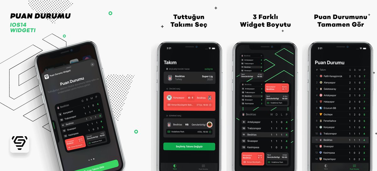 halilyc's tweet image. Onay geldi, herkese gözükmesi biraz vakit alabilir :)

Standings Widget ile favori takımınızın lig sıralamasındaki son durumu, bir önceki maçının sonucu ve gelecek maçına ait bilgiler daima telefonunuzun ana ekranında.

🔗Link: apps.apple.com/us/app/id15337…

#swiftui #widgetkit #ios14