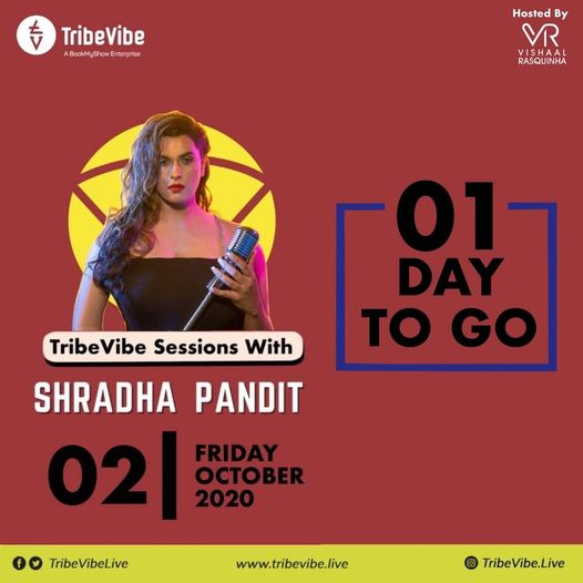 TribeVibeLive's tweet photo. Just one day to go for #TribeVibeSessions with @shraddhapandit ๐๏ธ
Kickstart your weekend on a musical note! ๐คฉ๐ถ๐ฃ
Register: https://t.co/bVZLCwQFea
RSVP - https://t.co/iVeAwib6Cb
#TribeVibeSession #DigitalFanMeet #FridayMood #FridayFavorites #ThursdayFeels #ThursdayThoughts https://t.co/ewwsdFBwaa