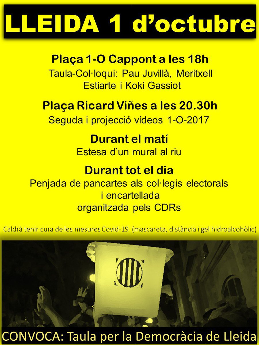 CDRsLleida's tweet photo. Aquell #1O vam exercir el #PoderDelPoble. Ens hi refermem: amb ell arribarà la independència dels Països Catalans! ✊🏽 https://t.co/LclMfkRfd0