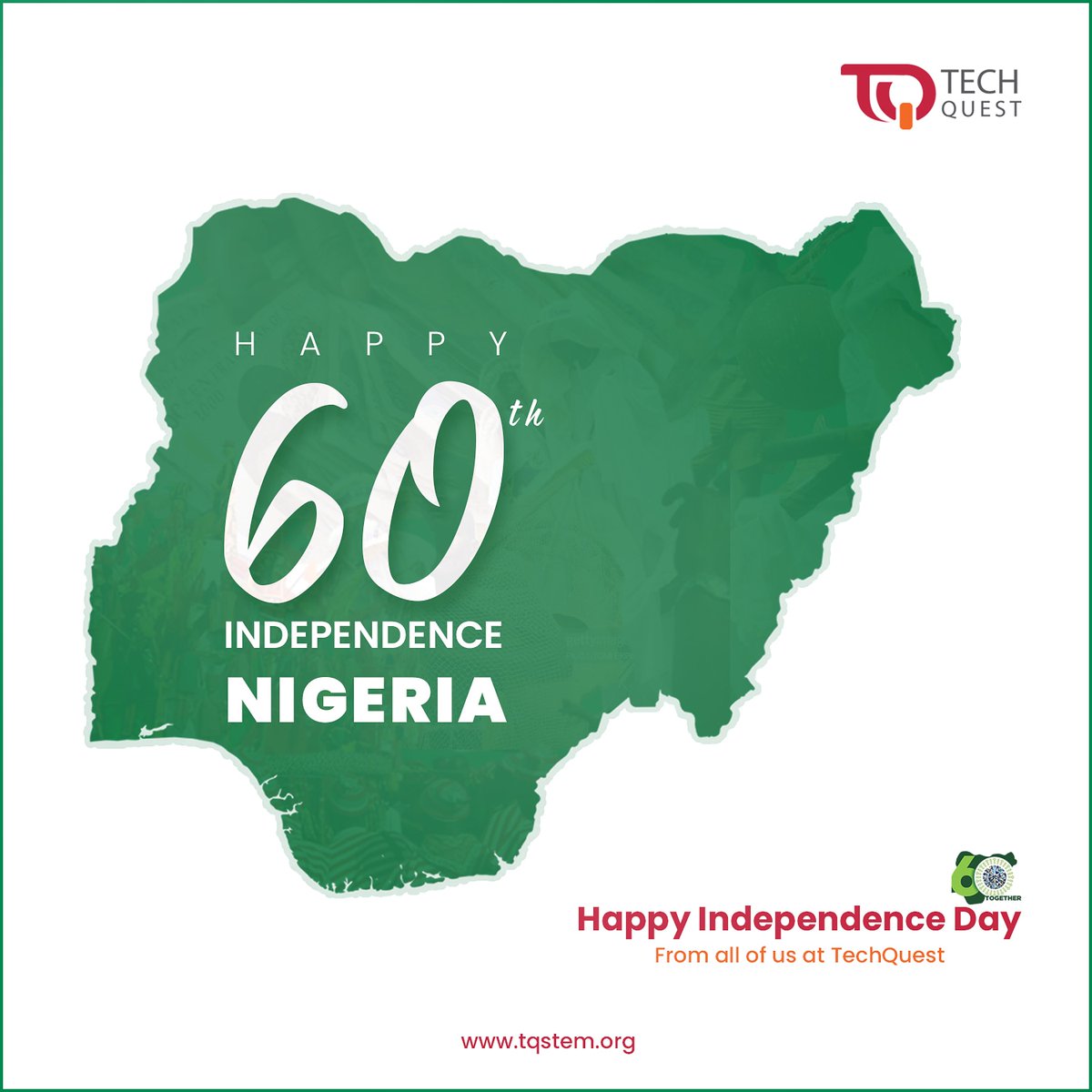 techquestcamp's tweet photo. It's the DIAMOND JUBILEE!!!

Today we celebrate the millions of young Nigerians who are excelling in #STEM and the freedom to excel on their own terms in a nation that they can call theirs.

Happy #Independence Day #Nigeria.

TechQuest STEM Academy.

#TechQuest
#STEM4Empowerment https://t.co/2hSGKJIYpM
