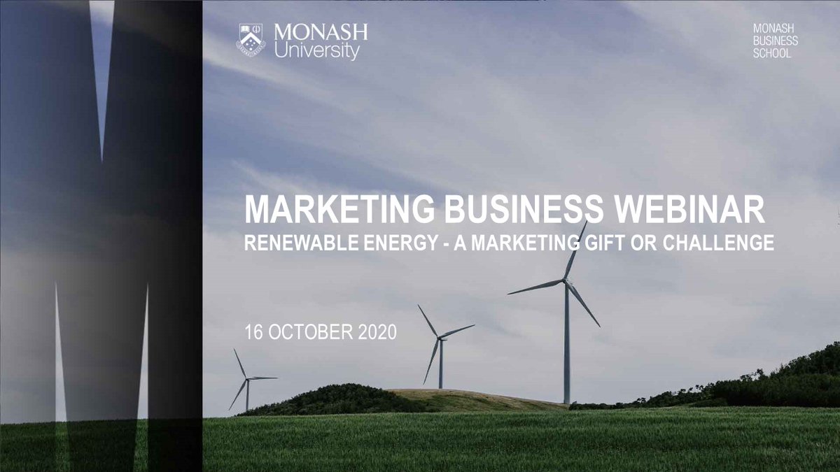 MonashBusiness's tweet photo. Our energy mix is plagued by a lack of political appetite and competing business interests. So where does business find sound information on the role that #renewables play in meeting their energy needs? Join our discussion this 16 Oct https://t.co/Pxw2eiE8XZ https://t.co/hcatI2D107