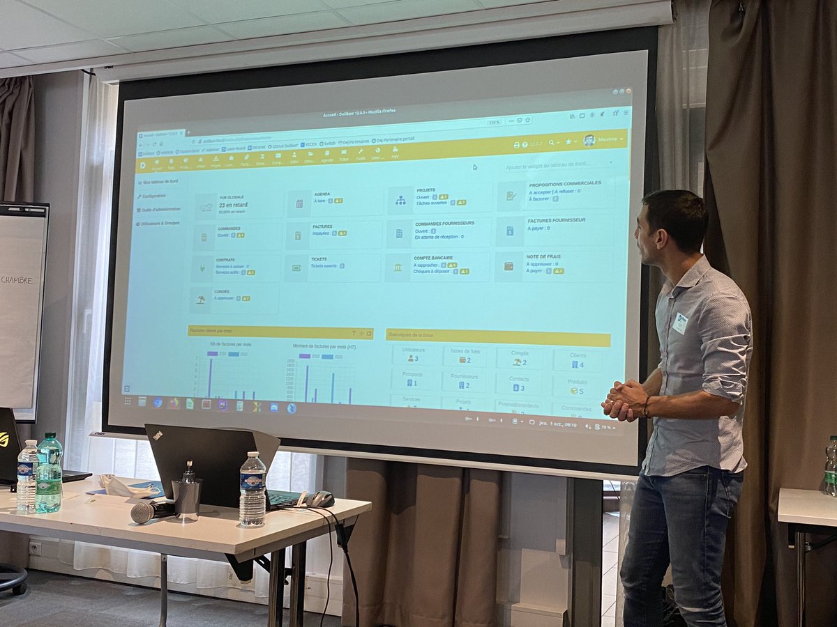 Innovalead's tweet image. Présentation des nouveautés de la v12 du #CRM #Dolibarr par  @KohlhaasMaxime d’@atm_consulting lors du #DolibarrDay organisé par @OpenDsi 

#OpenSource #LogicielsLibres