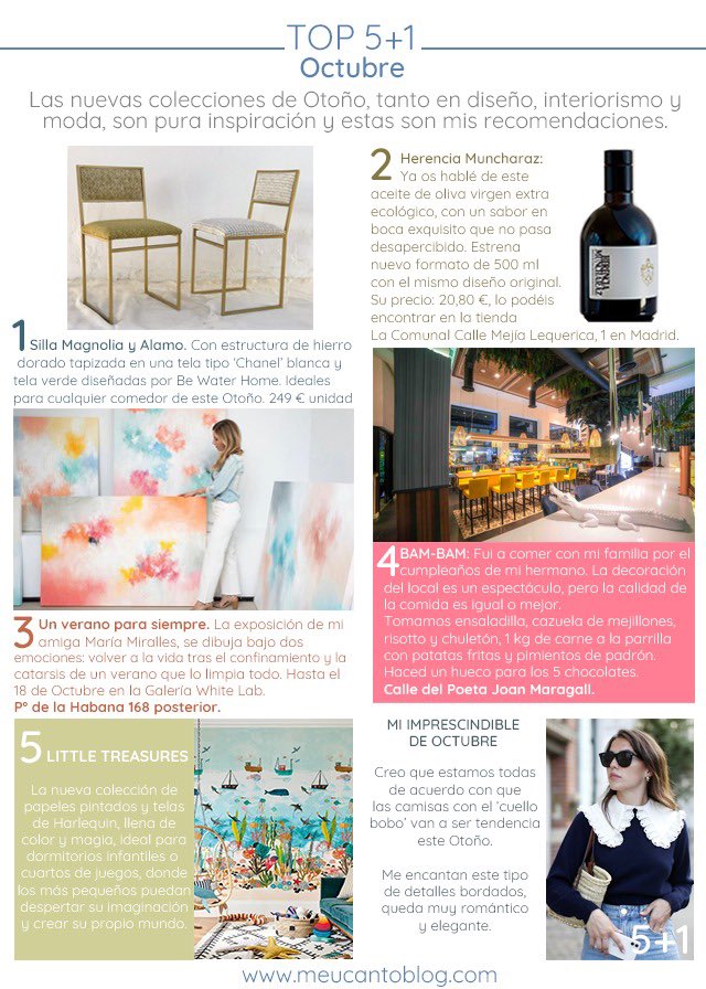 Hoy en el #blog os dejo mi TOP 5+1 para este mes de #Octubre 🍁, con el que empezaremos a disfrutar del #otoño, mi estación favorita.

👉 bit.ly/3cKg18e

#deco #diseño #octubre #madrid #blog #decoracion #recomendacion #design