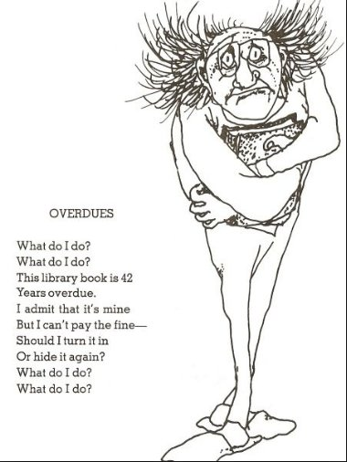 Good morning! 
Welcome to #nationalpoetryday Here's a favourite library poem, from Shel Silverstein, to start the morning...