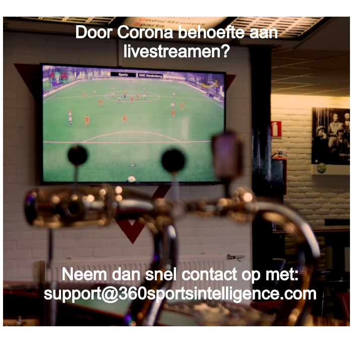 Naar aanleiding van de nieuwe Corona maatregelen is er geen publiek meer welkom. Wij als 360SI hebben een oplossing! Beschikt jouw club over onze oplossing en hebben jullie interesse? Neem dan contact op met support@360sportsintelligence.com en regel het nog voor het weekend!