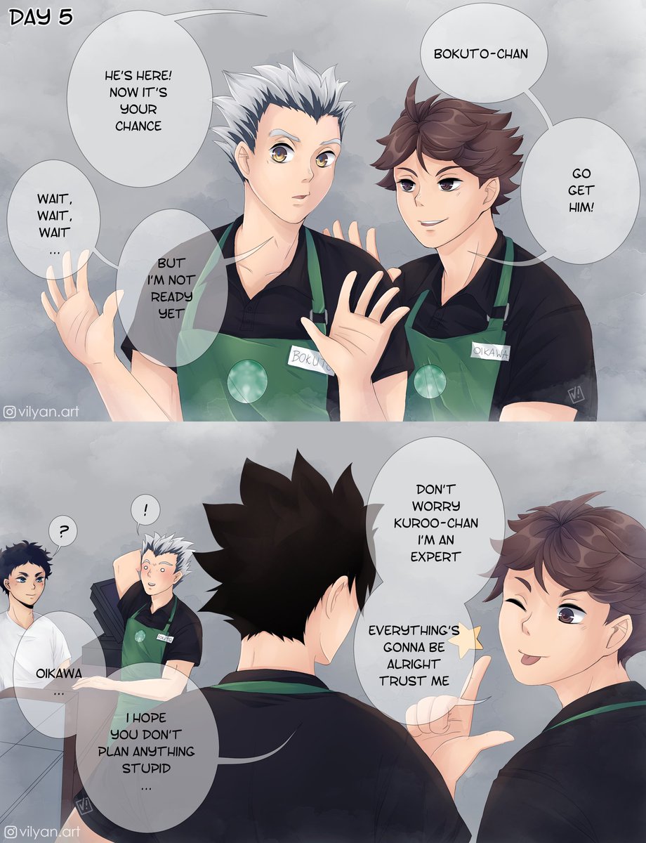 Part 3 of BokuAka Coffee shop AU
??? ...oh no...
What could possibly go wrong... ?
#Haikyuu #bokutokoutarou #akaashikeiji #bokuakaweek2020 