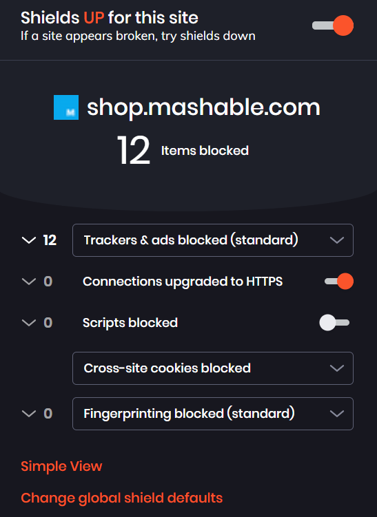 Brave will block trackers, ads and any scripts, its designed with privacy in mind.. defo worth it.Also it has a real private browsing mode... using TOR.. :)