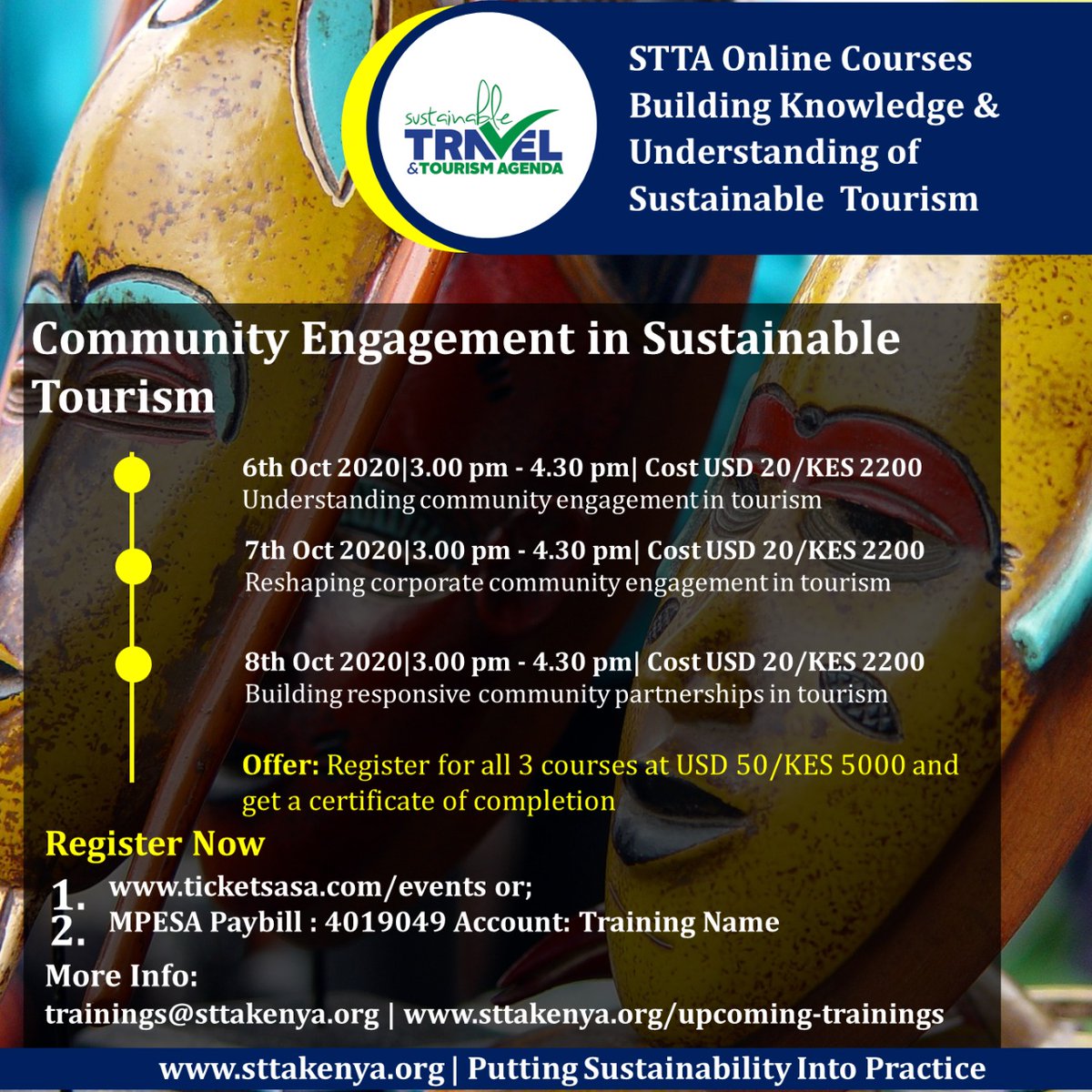 GonaJudy's tweet image. Happy new month. Let&apos;s learn about communities
»Register for @STTAKenya online course on community engagement
» Join me as we zoom to Mexico to talk state of community tourism in the World
» Join me &amp;amp; other panelists as @CBI_NL host final webinar on product development for CBTEs
