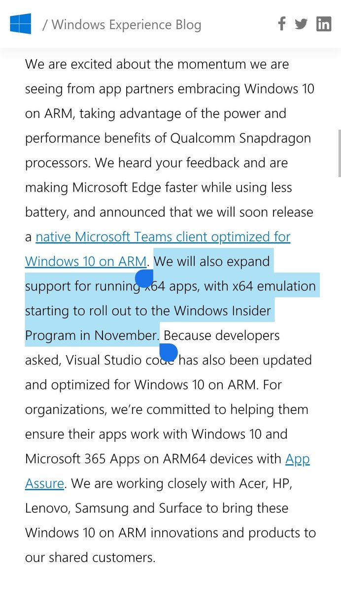 XQ55's tweet photo. #Windows10ARM
ويندوز العاشر المبني على معمارية ارم سيدعم أخيرا
x64
وهذا الأمر سيجعل التطبيقات تستفيد من كامل قوة العتاد
تحديث نوڤمبر لل إنسايدر ويندوز
يمكن تحميل الإيميج من خلال
للرجوع
https://t.co/T9vMh53cpY https://t.co/aeL0sJ1qi5