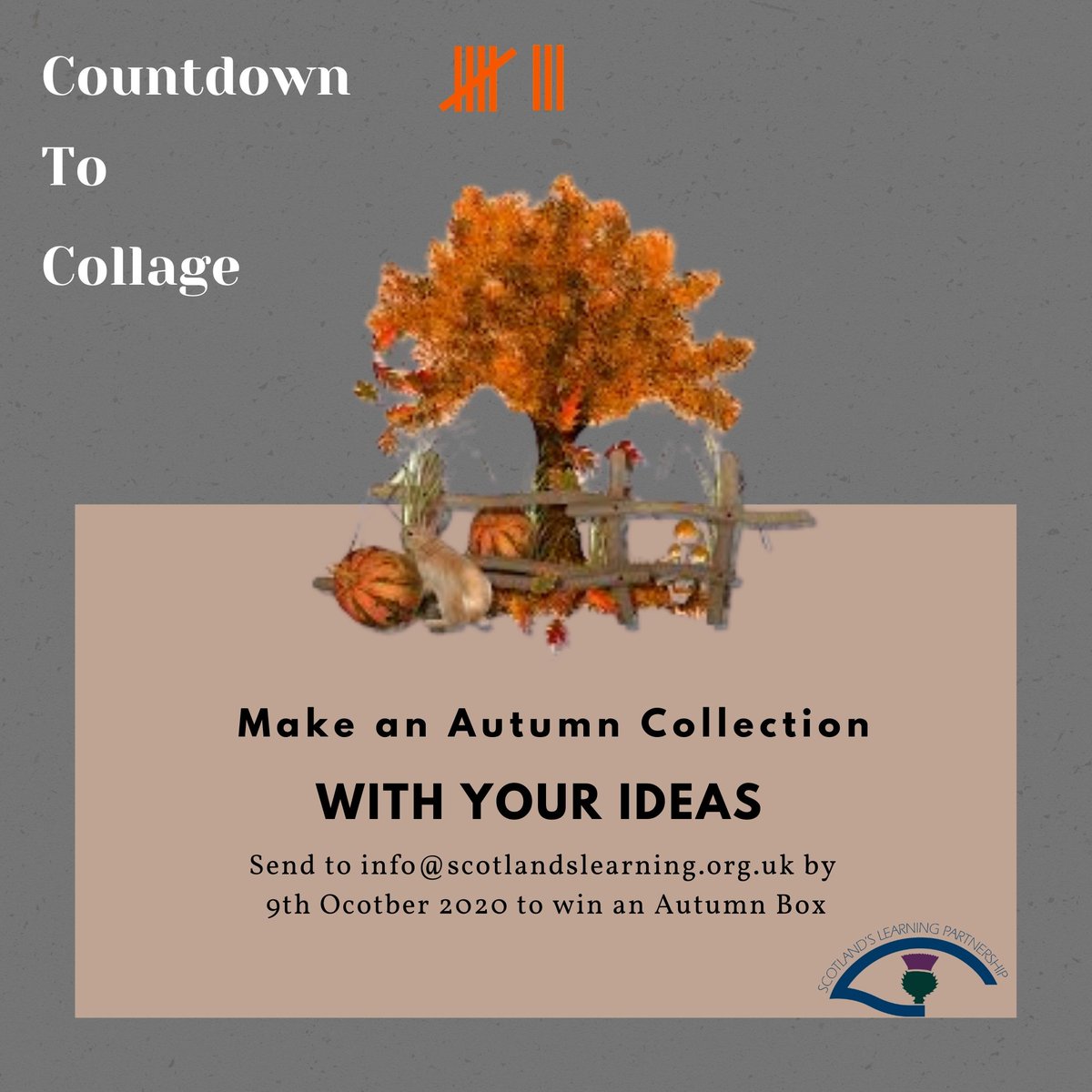 SLPLearn's tweet photo. Day 4 of this years' #FLW2020 competitions and stories and we're counting down to collage-remember the twigs, leaves, stones you gathered on Sunday-well now's your family's chance to make a collage picture of Autumn for us and win an art set to keep developing your talent. https://t.co/GtQlMuBVvj