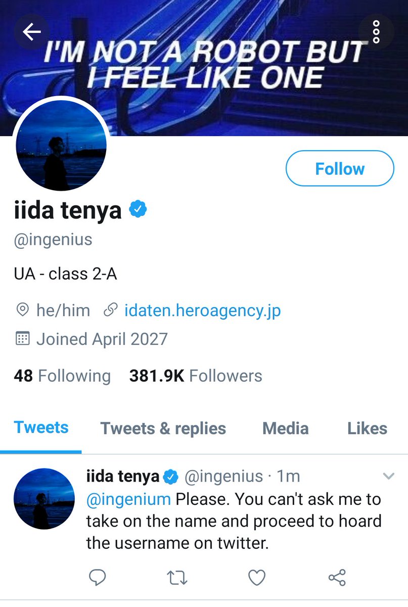 iida doesn't have as many followers bc ppl search "ingenium" and dont realise that's tensei