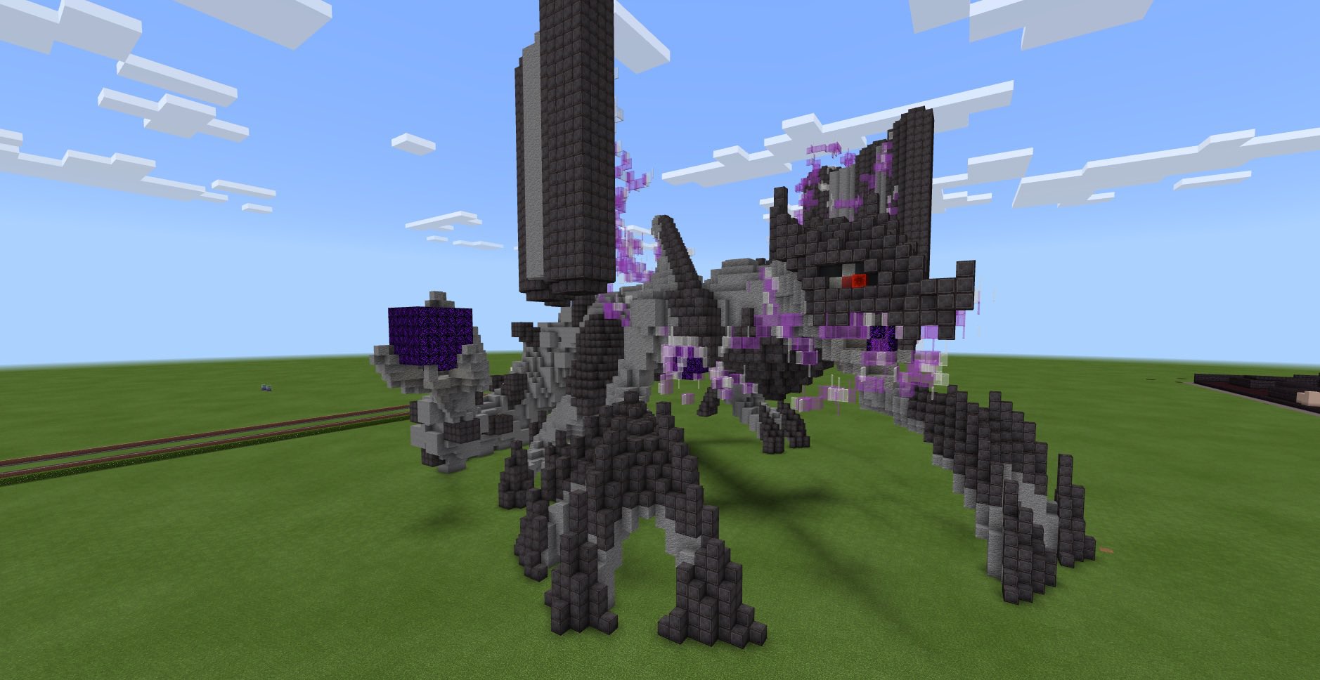 村人 𝓘 Icarus マイクラ マイクラ建築 ドラゴン マイクラドラゴン Minecraft建築コミュ マイクラモニュメント 磁龍界マグナトリア そういえば送ったはずだけど送れてなくて結局送ってなかった W 磁力を操る鋼鉄の体を持つ龍です 翼の