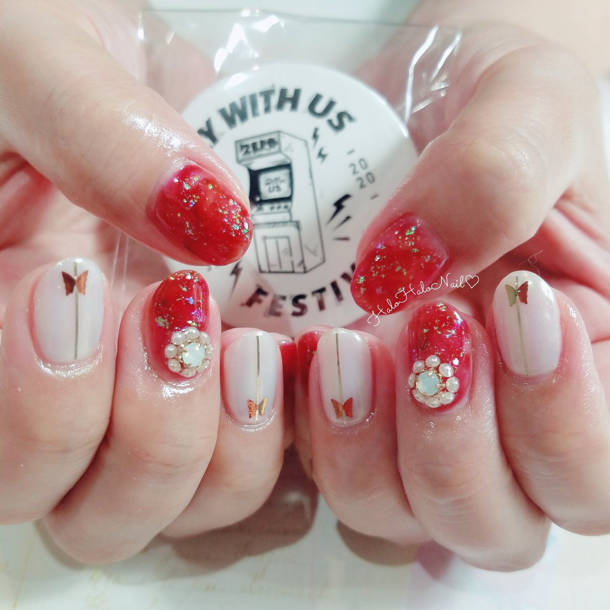 ট ইট র 大阪なんば 痛ネイル ハロハロネイル ながむら 2bro 弟者さんイメージカラーネイル いつもありがとうございます またお待ちしております U 2bro 弟者 赤ネイル 秋ネイル 推しさんカラーネイル 色だけ痛ネイル 大阪痛ネイル 大阪