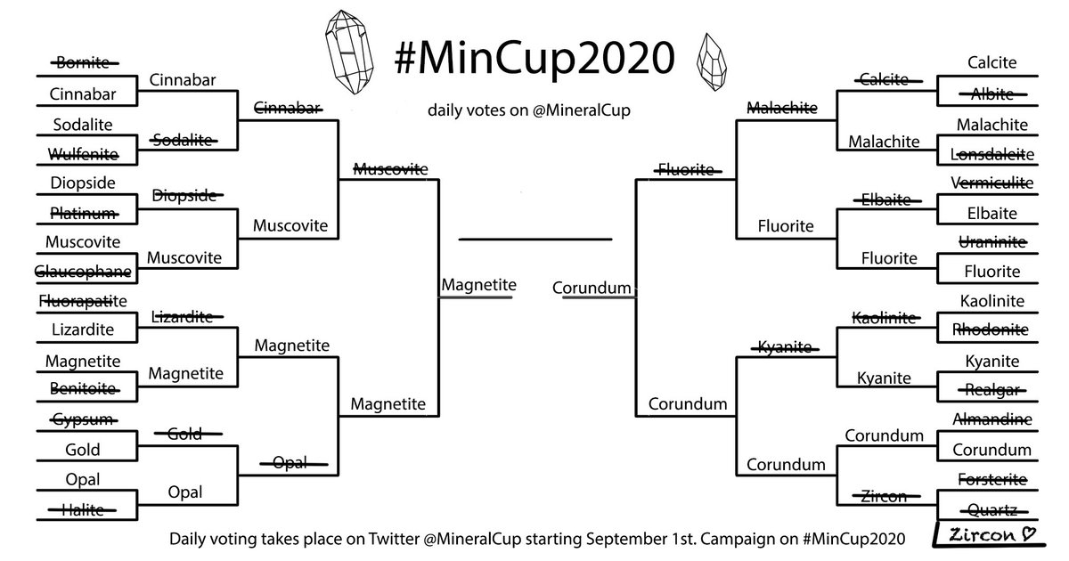 That went right to the wire. Congratulations  #Corundum on the win, that was a hard fight to the Finals!Condolences to  #Fluorite. At 0.6% that margin was 19 ± 3 votes.