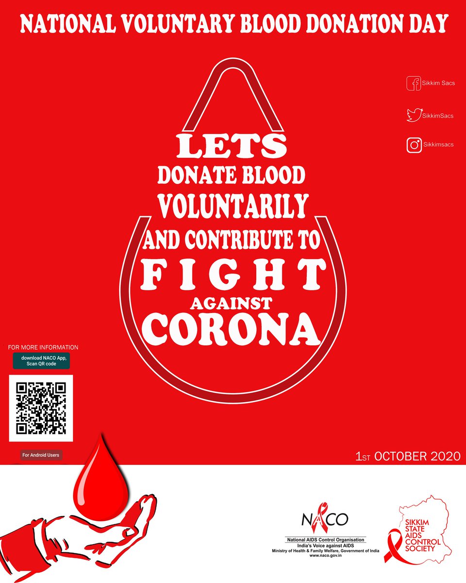SikkimSACS's tweet photo. Donate blood !
Save a life.
#WearAMaskStaySafe
#nacoindia https://t.co/KGBL4FXvin